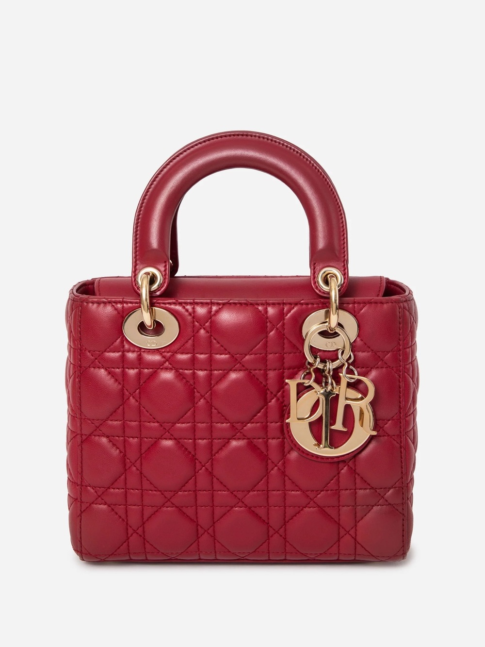 Christian Dior 2017 Red Lambskin Badges Small My Lady Dior Bag